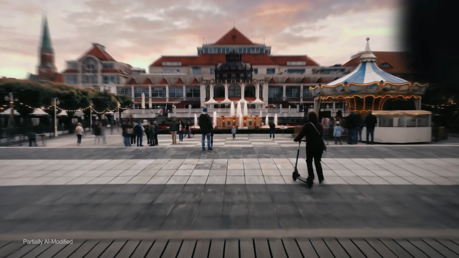 The wooden pier and beach in Sopot.