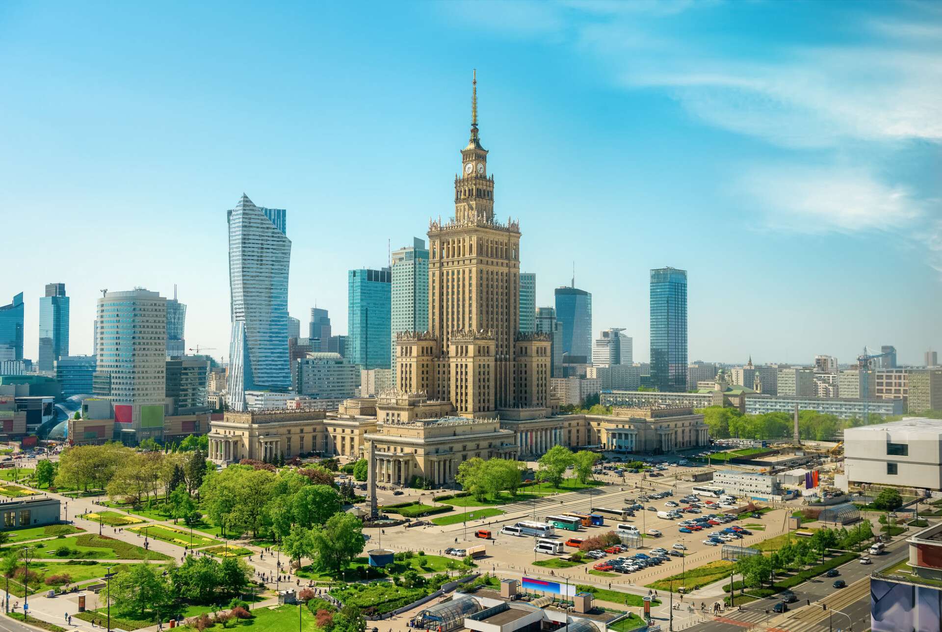 Panorama Warszawy z Pałacem Kultury i Nauki.